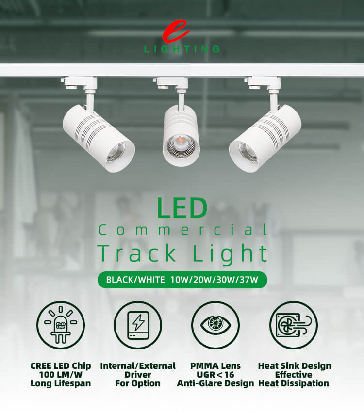 Aluminum led track light 2 3 wires 10w 20w 30w 37w